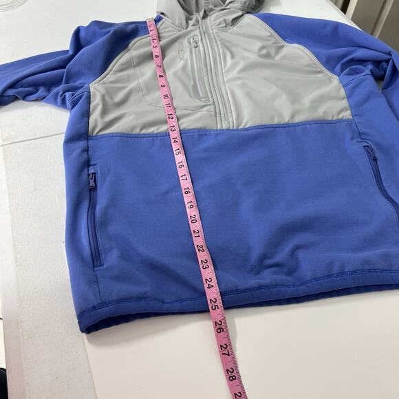 RLX Ralph Lauren Pullover Golf Quarter Zip Jacket Men M Hooded GrayBlue Moisture - Picture 9 of 12